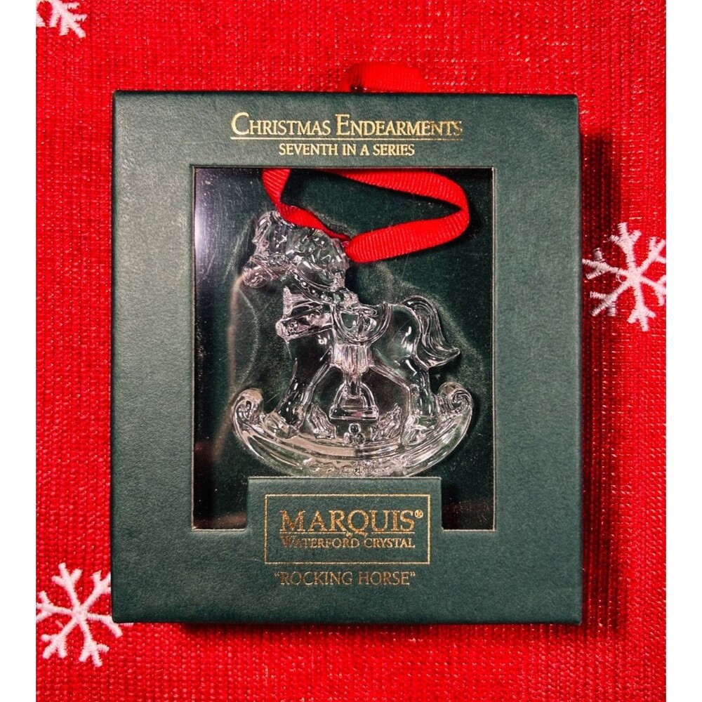 Waterford Christmas Ornament Lead Crystal Marquis Rocking Horse in Original Box